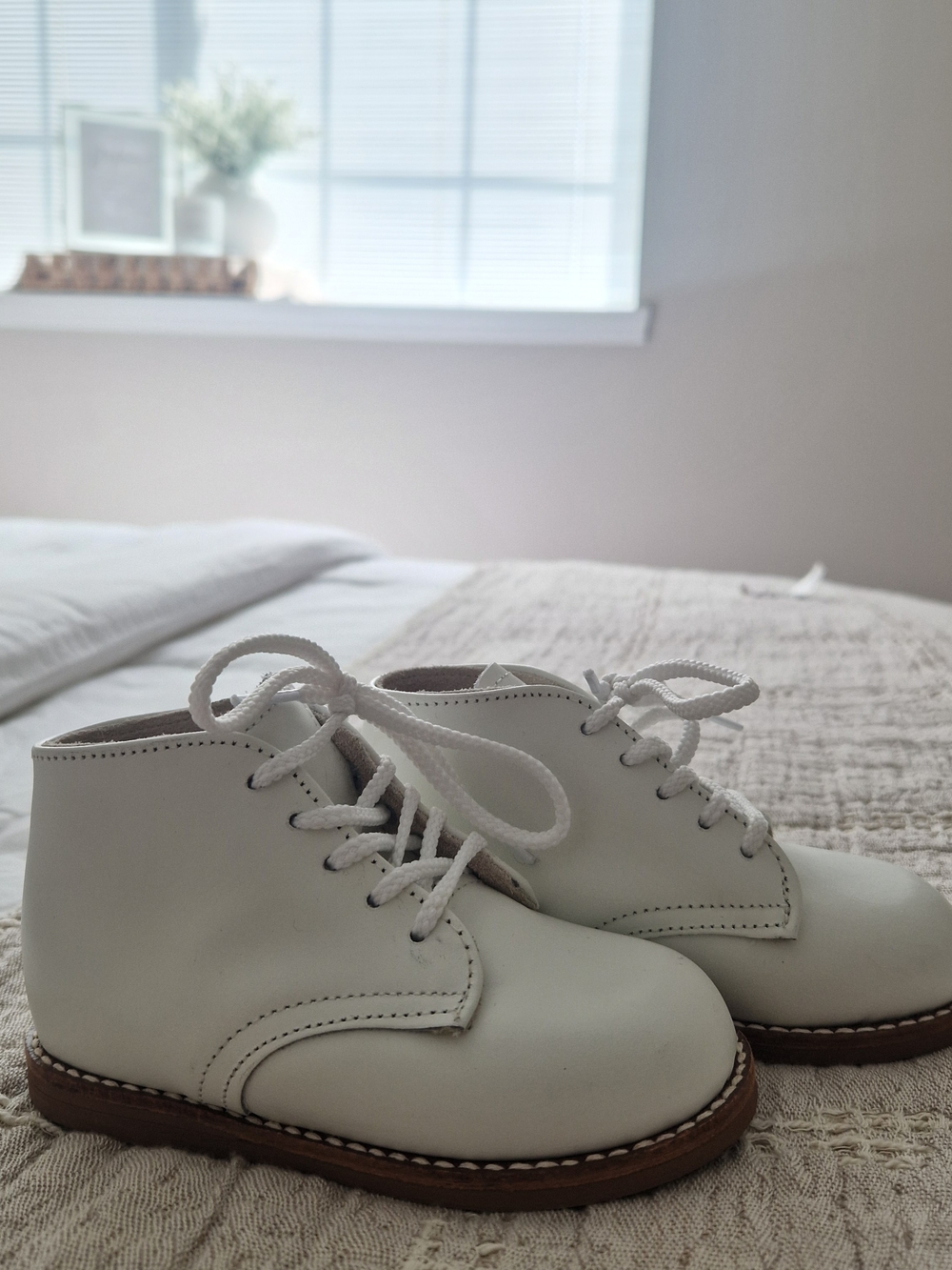 Classic White Kids Lace-Up Boots